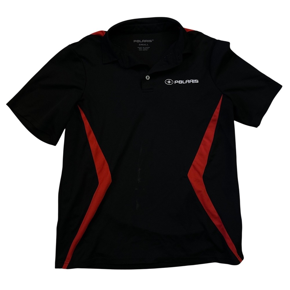 Polaris Mens Performance Polo Shirt Small Black Red Short Sleeve RN 102533
